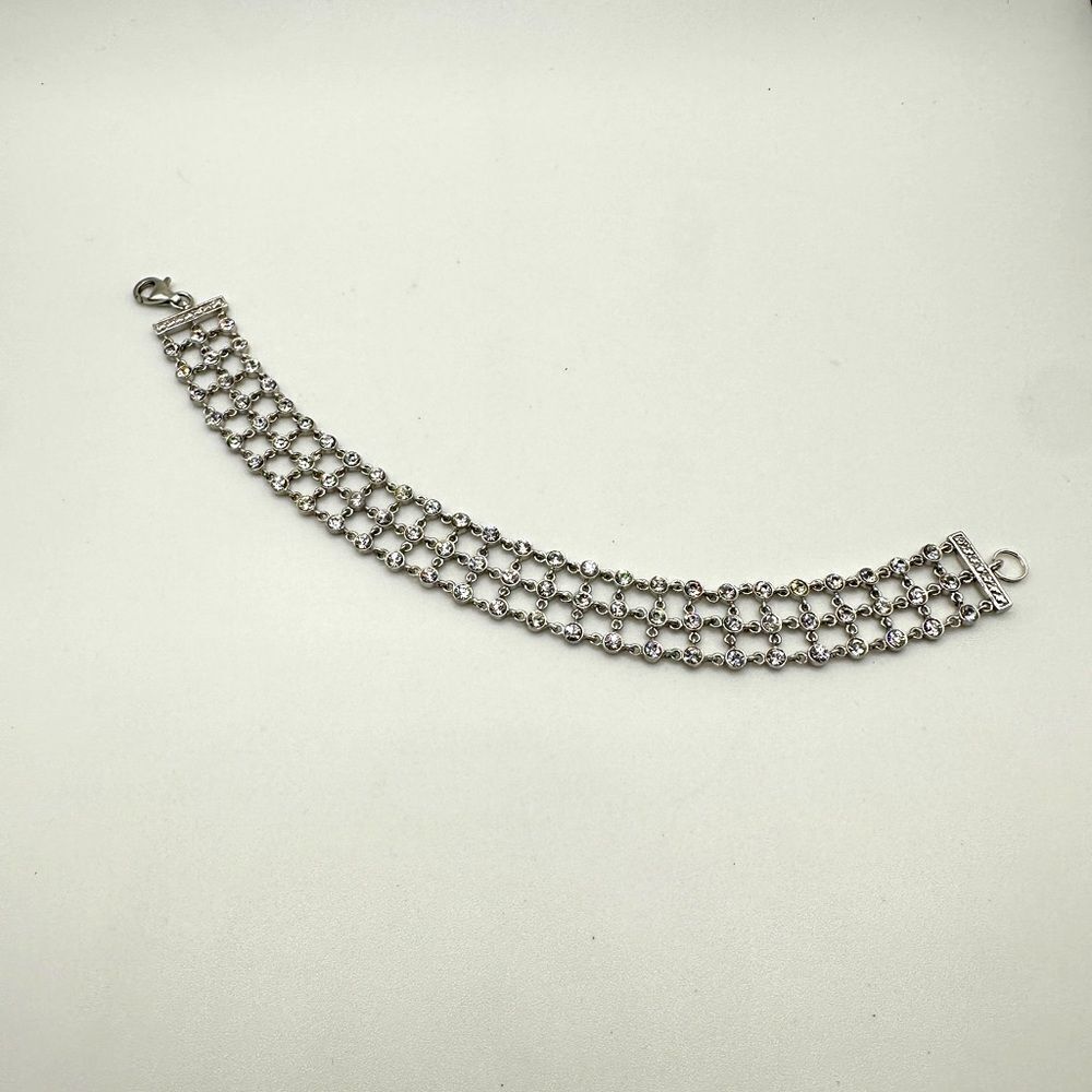 8" Solid rhinestone, solid sterling silver bracelet!‎
